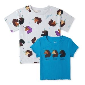 Girls Afro Unicorn tshirts